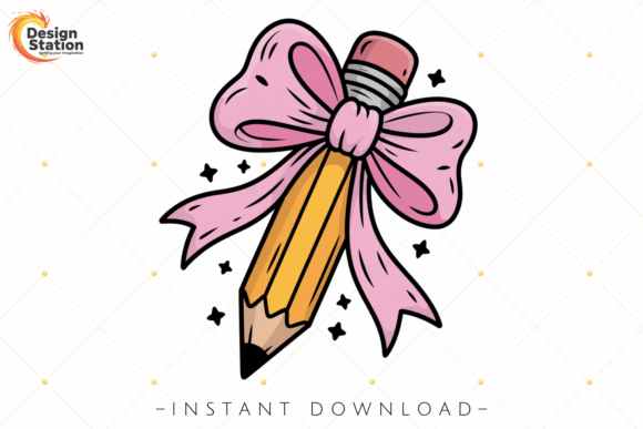 Adorable Back to School PNG, Bow Pencil: A Strategic Design for Creative and Commercial Use