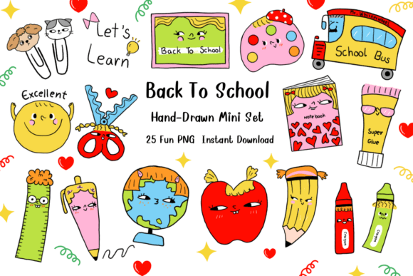 Back to School Clipart PNG Set: A Playful Addition to Your Creative Projects