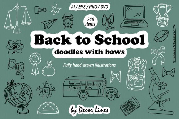 Back to School Doodles and Bows: A Creative Resource for Educators and Designers
