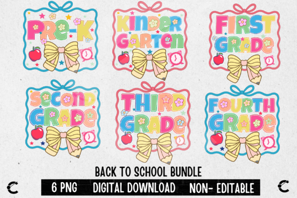 Back to School Grade Signs PNG Set