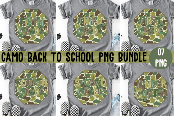 Camouflage Back to School PNG Bundle: A Versatile Design Resource for Creative Projects