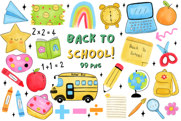 Hand-Drawn Watercolor Back to School PNG: A Versatile Asset for Creative Projects