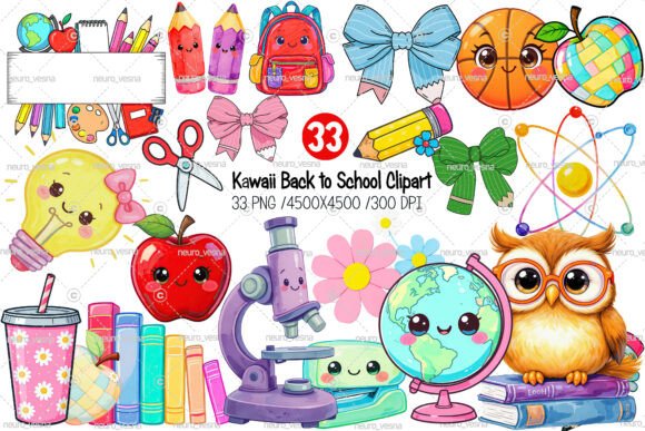 Kawaii Back to School Clipart for Creative Projects