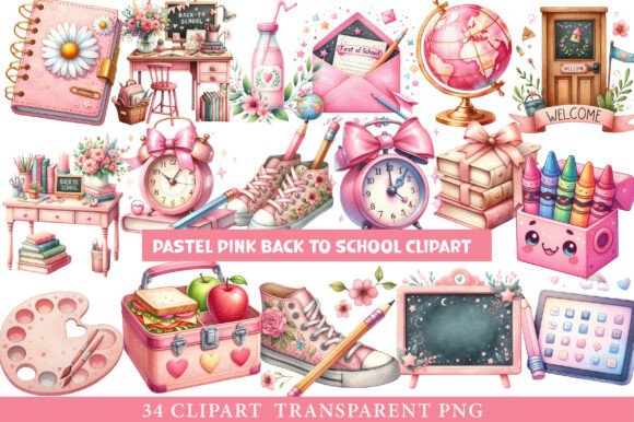 Pastel Pink Back to School Clipart: A Versatile Resource for Creative Projects
