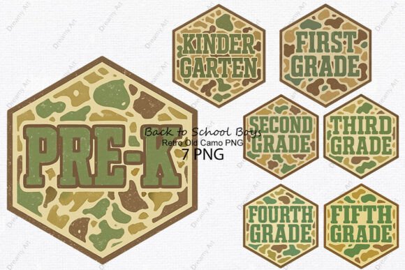 Retro Back to School Boys Camo PNG