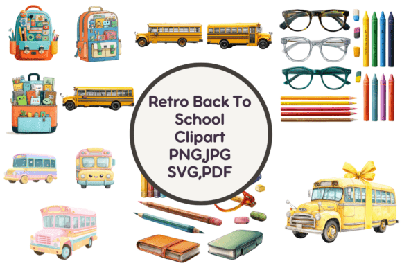 Retro Back to School Clipart PNG,JPG,SVG: A Strategic Design Asset for Modern Projects