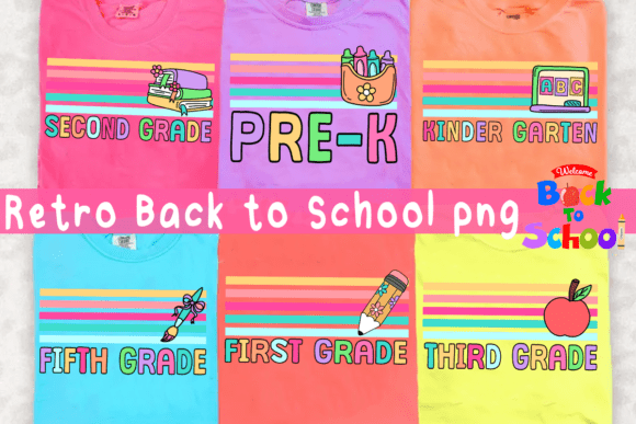 Retro Back to School PNG Bundle Pre-K