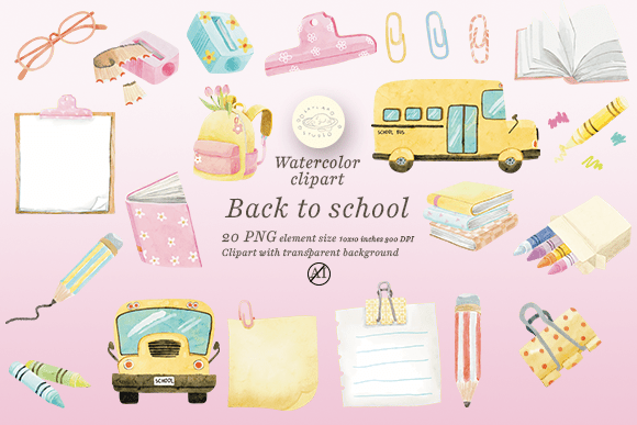 Watercolor Back to School Element: A Versatile Design Resource for Creative Projects